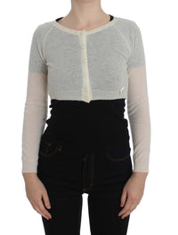 Thumbnail for Elegant White Crop Cardigan Sweater