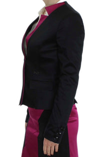 Thumbnail for Chic Black and Pink Single-Breasted Blazer