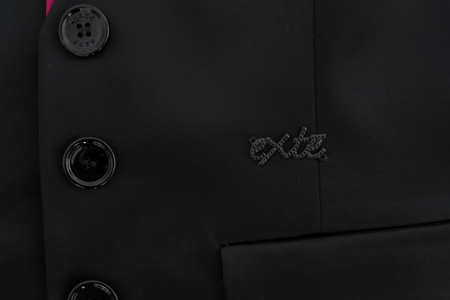 Chic Black and Pink Single-Breasted Blazer