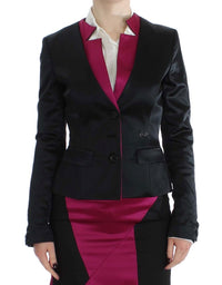 Thumbnail for Chic Black and Pink Single-Breasted Blazer