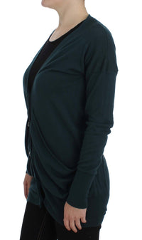 Thumbnail for Elegant Green Cotton Cardigan Sweater