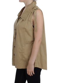 Thumbnail for Beige Sleeveless Cotton Blouse