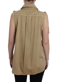 Thumbnail for Beige Sleeveless Cotton Blouse