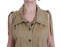 Thumbnail for Beige Sleeveless Cotton Blouse