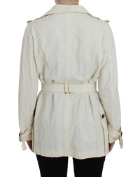 Thumbnail for Elegant White Wrap Trench Jacket