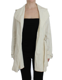 Thumbnail for Elegant White Wrap Trench Jacket