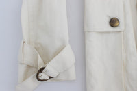 Thumbnail for Elegant White Wrap Trench Jacket