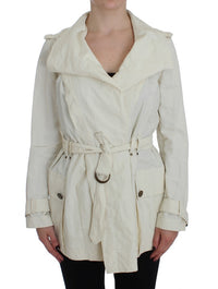 Thumbnail for Elegant White Wrap Trench Jacket