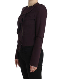 Thumbnail for Purple Ruched Jacket Coat Blazer Short