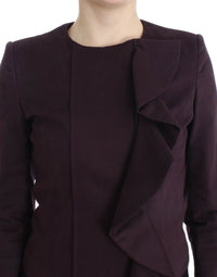 Thumbnail for Purple Ruched Jacket Coat Blazer Short