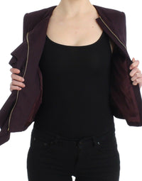 Thumbnail for Purple Ruched Jacket Coat Blazer Short