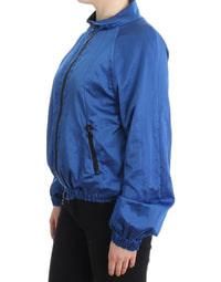 Thumbnail for Blue Bomber Jacket Coat Blazer Short Nylon