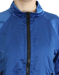 Thumbnail for Blue Bomber Jacket Coat Blazer Short Nylon