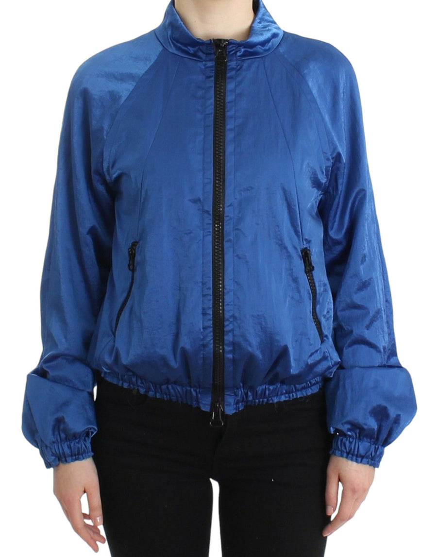Blue Bomber Jacket Coat Blazer Short Nylon