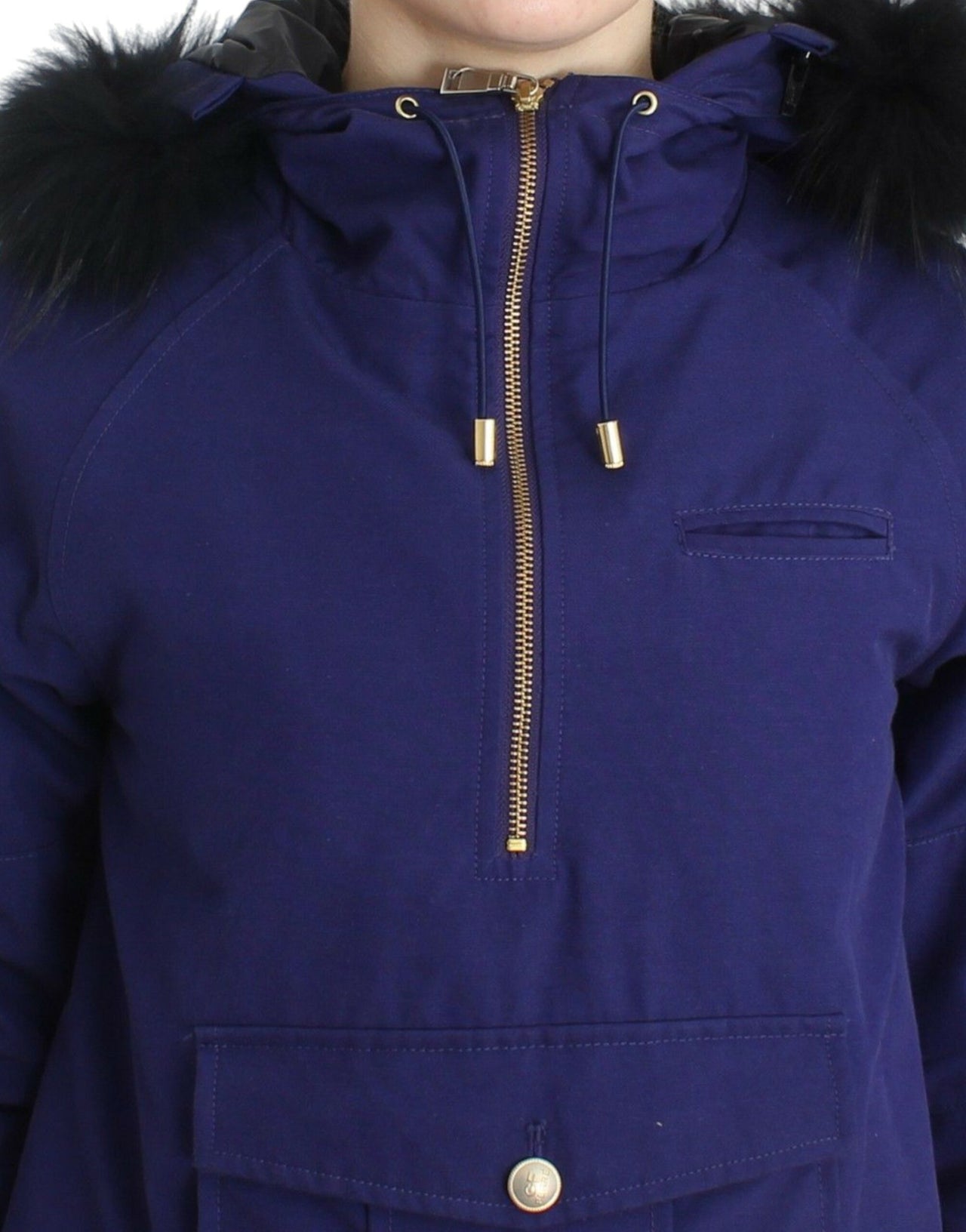 Blue Padded Jacket Hooded Short K-Way