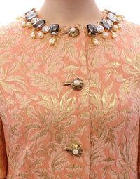 Thumbnail for Pink Silk Brocade Crystal Jacket Coat