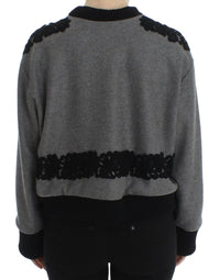 Thumbnail for Gray Black Lace Wool Cashmere Sweater