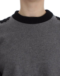 Thumbnail for Gray Black Lace Wool Cashmere Sweater