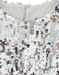 Thumbnail for Silver Sequined Crewneck Blouse T-shirt Top