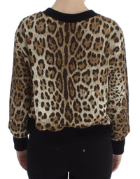Thumbnail for Leopard Print Crewneck Short Sweater