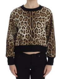 Thumbnail for Leopard Print Crewneck Short Sweater