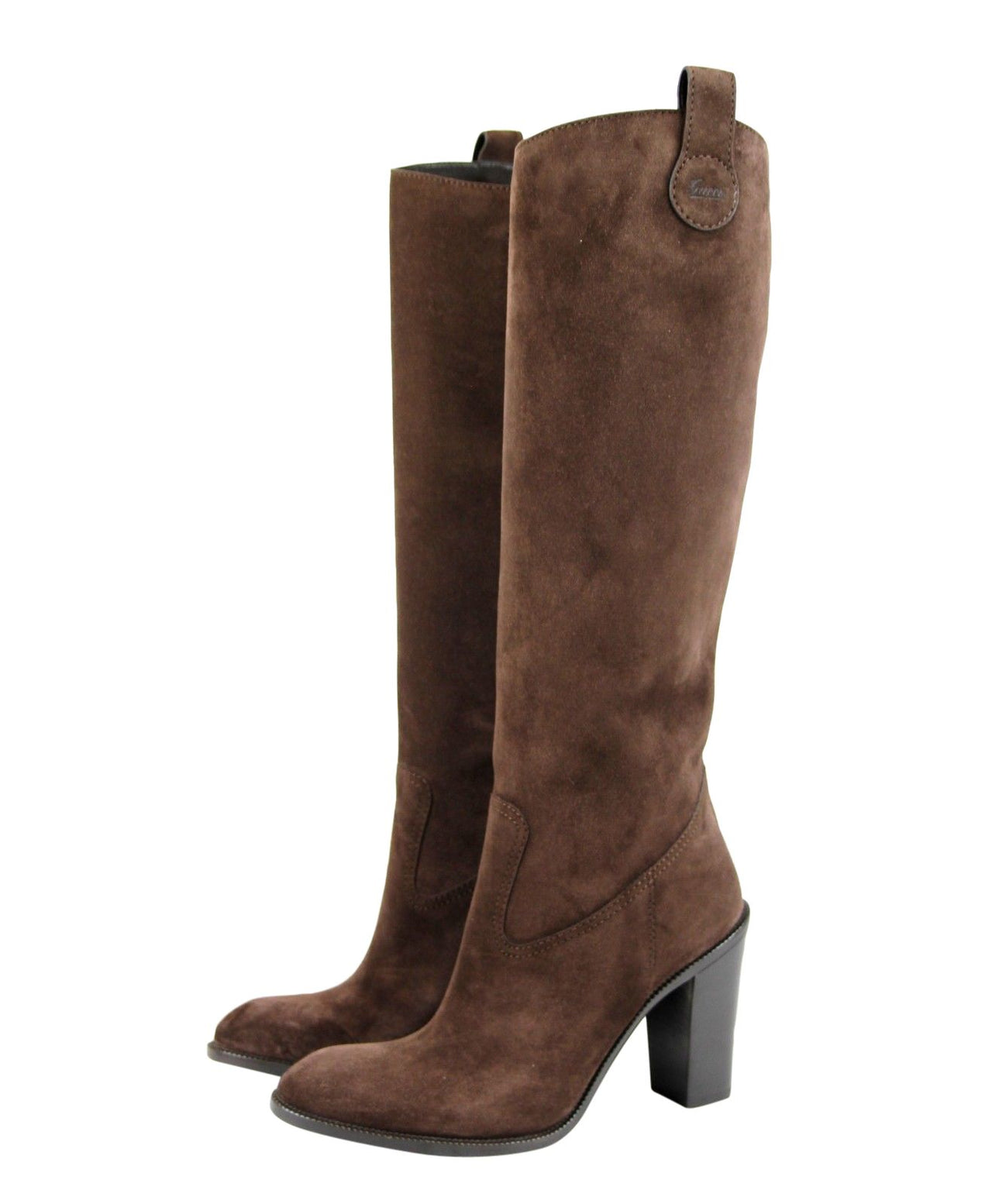 Brown Leather Suede Tall Knee Boots