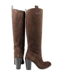 Thumbnail for Brown Leather Suede Tall Knee Boots