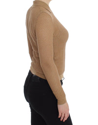 Thumbnail for Beige Knitted Cotton Polo Cardigan Sweater