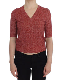Thumbnail for Red Wool Tweed Short Sleeve Sweater Pullover