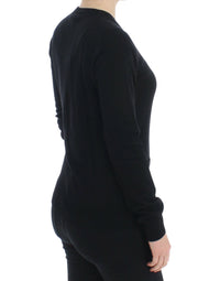 Thumbnail for Black Wool Button Cardigan Sweater Top