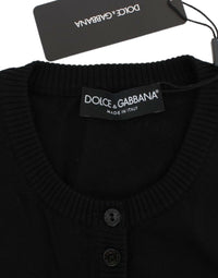Thumbnail for Black Wool Button Cardigan Sweater Top