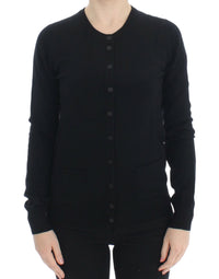 Thumbnail for Black Wool Button Cardigan Sweater Top