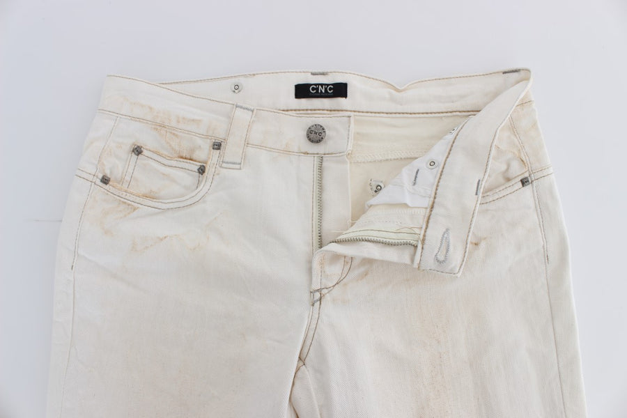 Chic White Slim Fit Designer Jeans