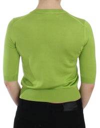 Thumbnail for Green Wool V-neck Pullover Sweater Top