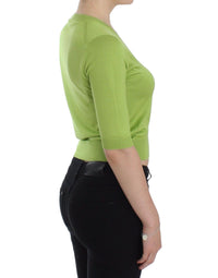 Thumbnail for Green Wool V-neck Pullover Sweater Top