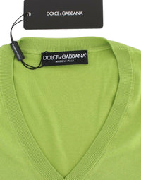 Thumbnail for Green Wool V-neck Pullover Sweater Top