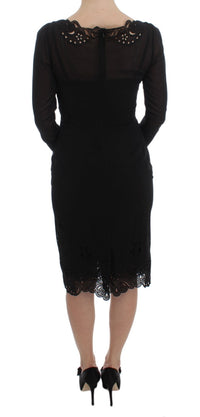 Thumbnail for Elegant Black Floral Lace Sheath Dress