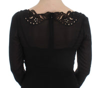 Thumbnail for Elegant Black Floral Lace Sheath Dress