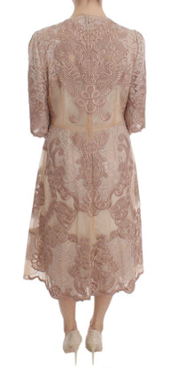 Thumbnail for Elegant Pink Lace Embroidered Shift Dress