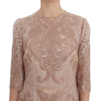 Thumbnail for Elegant Pink Lace Embroidered Shift Dress