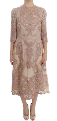 Thumbnail for Elegant Pink Lace Embroidered Shift Dress