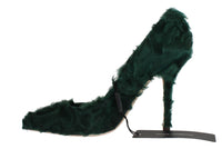 Thumbnail for Elegant Green Xiangao Fur Leather Pumps