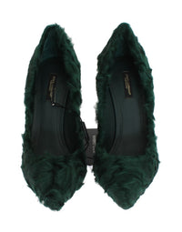 Thumbnail for Elegant Green Xiangao Fur Leather Pumps