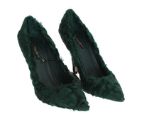 Thumbnail for Elegant Green Xiangao Fur Leather Pumps