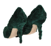 Thumbnail for Elegant Green Xiangao Fur Leather Pumps