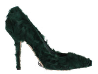 Thumbnail for Elegant Green Xiangao Fur Leather Pumps