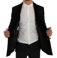 Thumbnail for Elegant Slim Fit Black Silk-Blend Blazer
