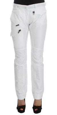 Thumbnail for Chic White Nylon Cargo Pants by Italian Designer