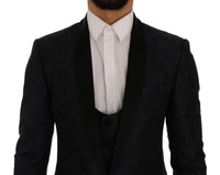 Thumbnail for Elegant Blue & Black Slim Fit Suit Ensemble