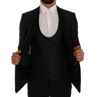 Thumbnail for Elegant Blue & Black Slim Fit Suit Ensemble